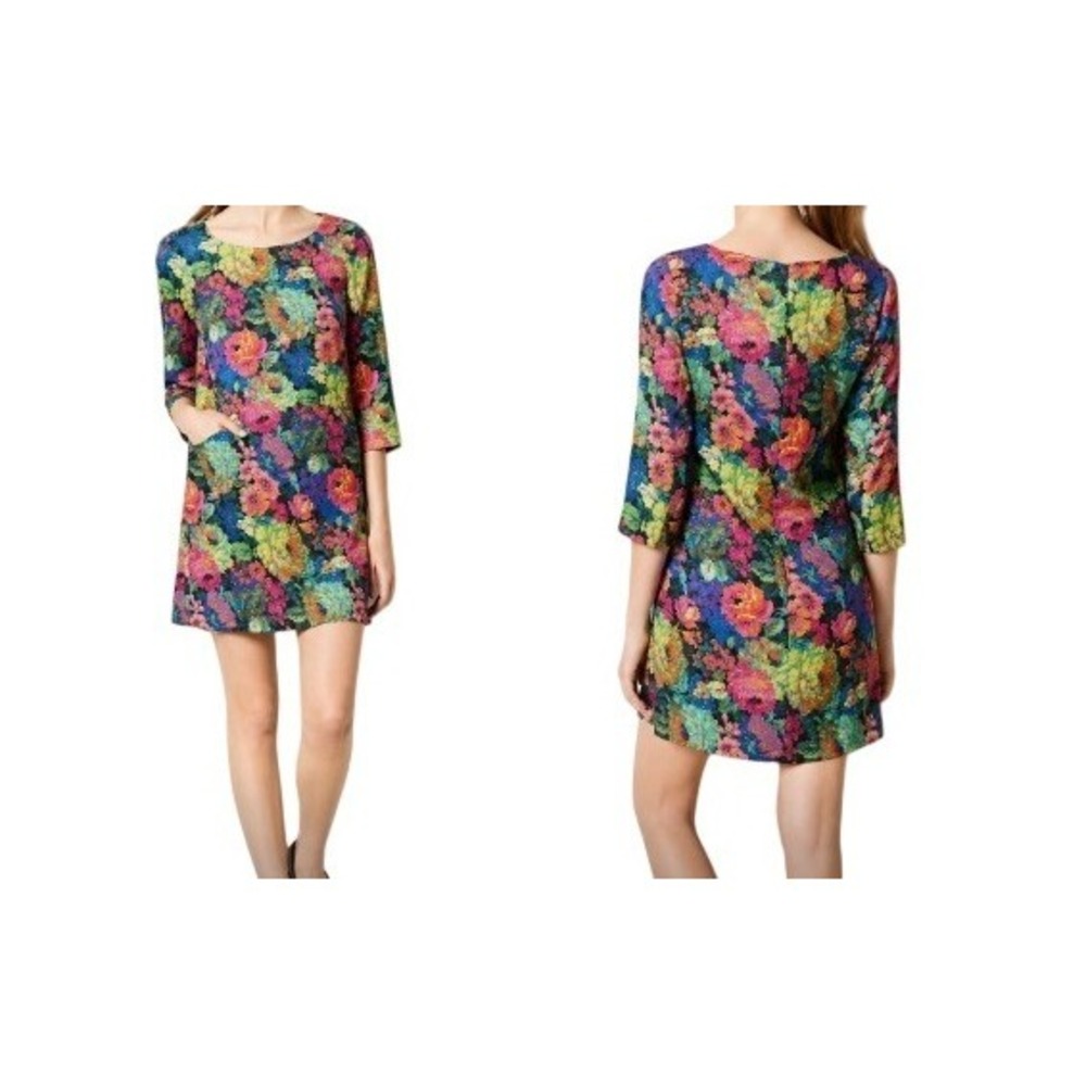 Anthropologie HD in Paris Womens S Multicolor Tropicalist Floral Shift Dress